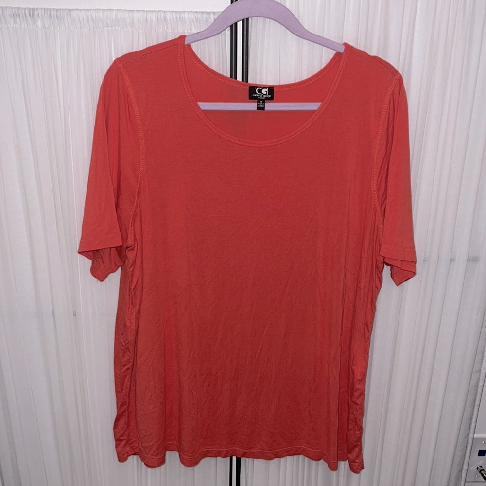 🍀5x$15🍀 Cable & Gauge 1X Orange Round Neck Tunic Shirt Top